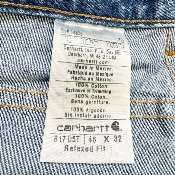 Carhartt Medium Wash Relaxed Fit Jeans 46x32 - Picture 6 of 7